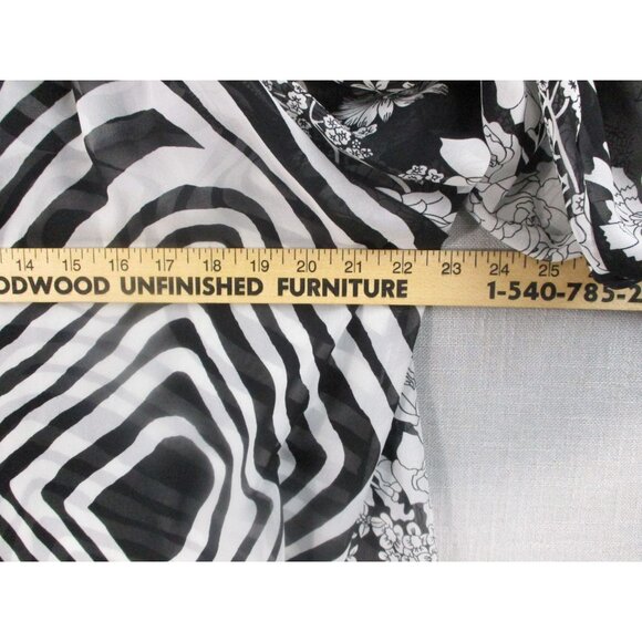 Jonathan Martin Black & White Floral Zebra Print Sheer Top Blouse XL - Picture 5 of 9